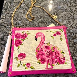Mary Frances Crossbody flamboyant flamingo purse